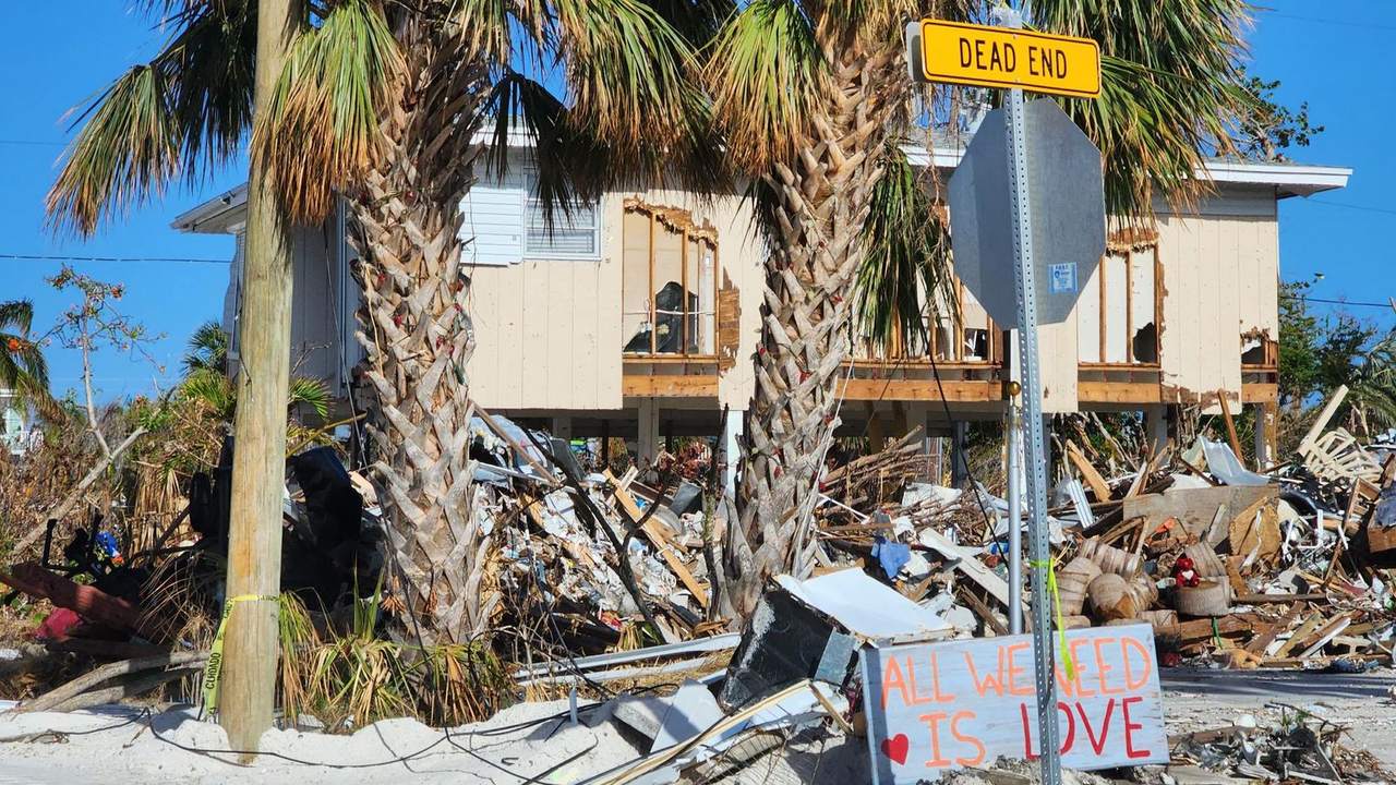 Hurricane-damaged Florida home being rebuilt after a property insurance claim