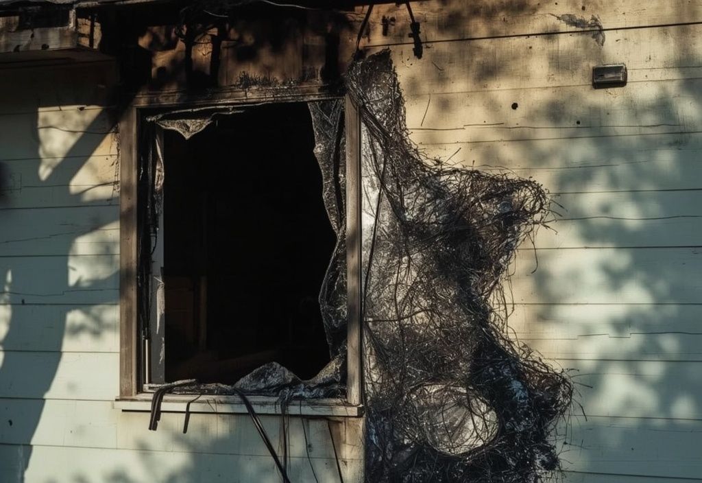 Florida house exterior with fire and smoke damage